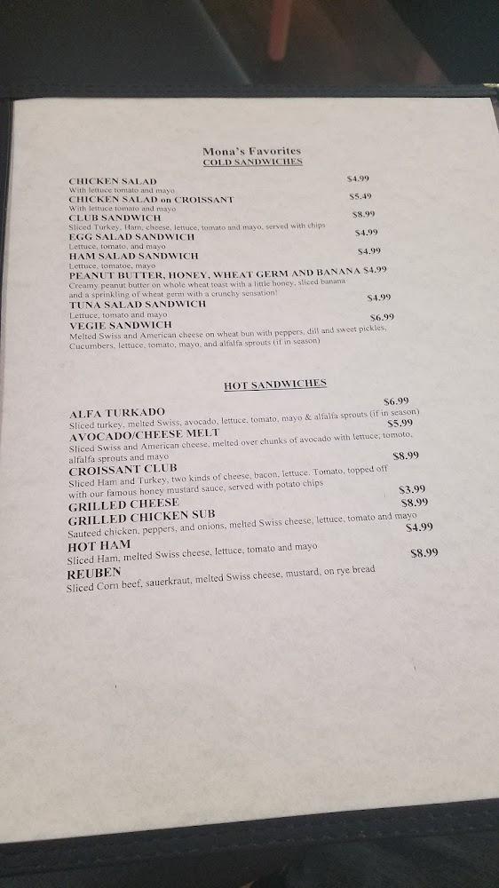Mona's Creative Catering and Fine Foods Restaurant Menu image 1